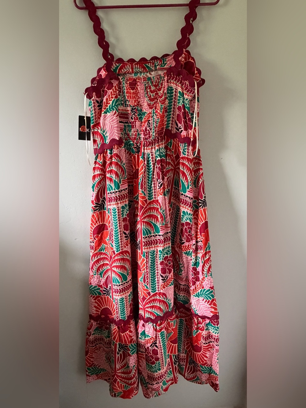 MSK Tropical Floral Maxi Dress in Red, Pink & Green - Picture 2 of 5